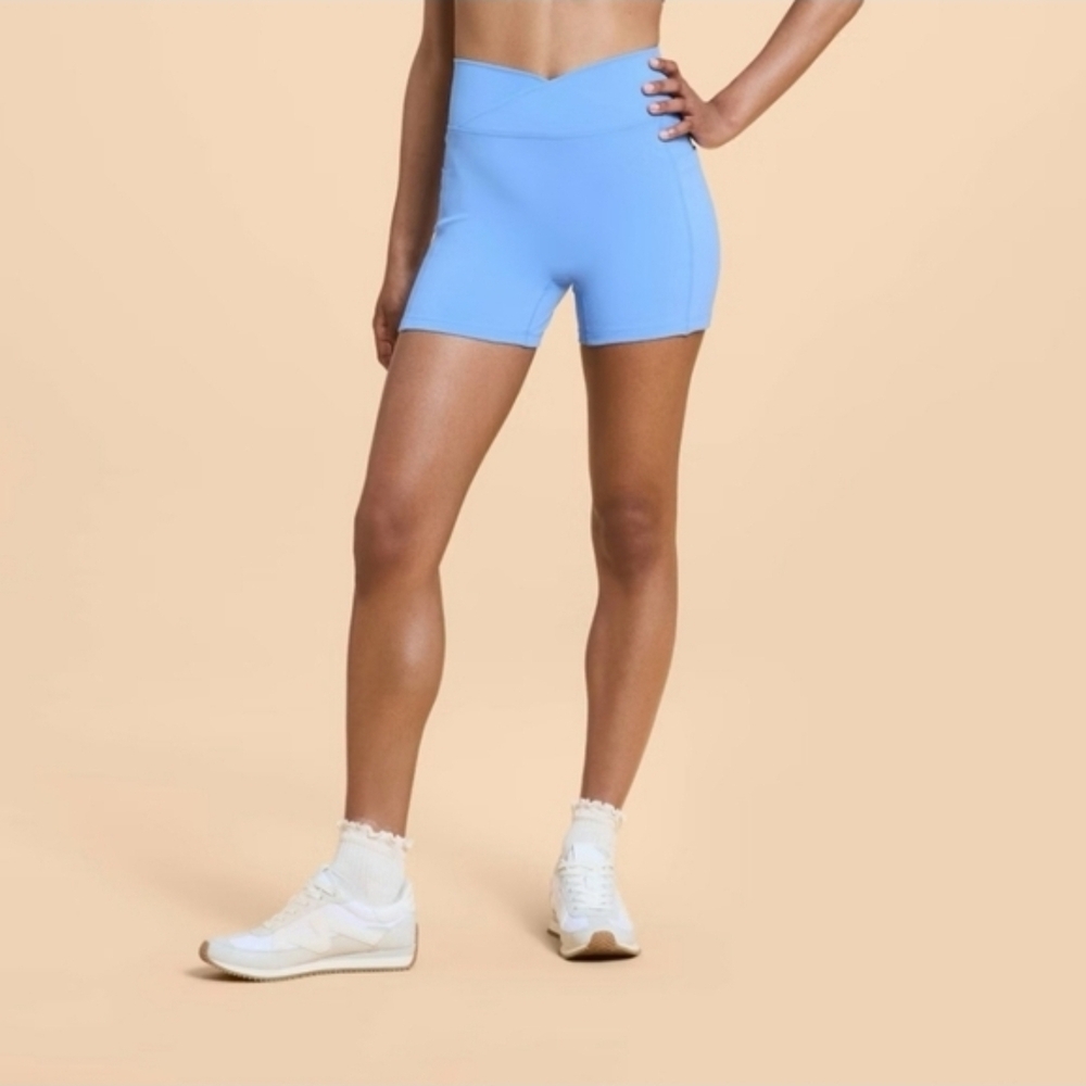 Women’s High-Waist V-Cut Bike Shorts — Sky Blue
